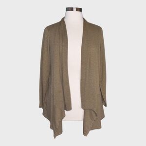 LOGO by Lori Goldstein Cotton Blend Open Front Draped Cardigan